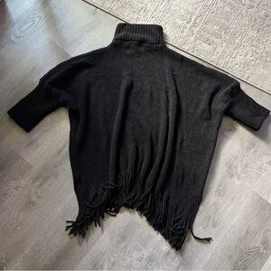 Black Turtleneck Fringe Sweater